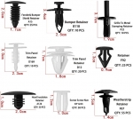 Универален комплект от 421 броя фиксиращи авто клипсове закопчалки копка - щипка за кори лайсни панели табло и др. със инструмент за демонтаж