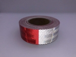 Светлоотразителна рефлекторна самозалепваща се лента фолио  с висока фотометрична мощност 5 m x 5 cm червено - бяло