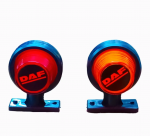 Комплект от 2 броя LED ЛЕД страничен габарит рогче 12 -24V оранжево - червено “old school” Неон Ефект с лого DF