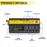 Инвертор преобразувател на напрежение с цифров дисплей от 12V на 220V 5000W