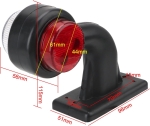 Комплект от 2бр.  LED Диодни Странични Рогчета Маркери Габарити За Камион Тир Ремарке Платформа 12V - 24V Бяло Червено