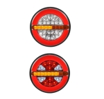 LED Лед Диоден Стоп Тип Хамбургер Неон Ефект с динамичен бягащ мигач  Ø13cm 12V-24V За Камион, Ремарке, Бус , Каравана, Кемпер,Ван с 4 функции