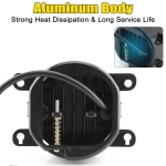 Комплект 2 броя LED фарове за мъгла, халогени за Dacia, Renault, Ford, Citroen, Suzuki, бяла светлина, Ø91 мм, 12V, алуминиев корпус, H8/H11 букса