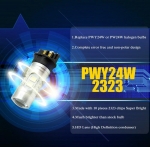 Комплект от 2 броя LED крушки PW24W / PWY24W – 2323 SMD, бяла светлина 6000K, 360°, 12–30V, Canbus без грешки