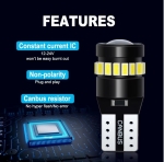 Комплект от 2 броя LED Лед Диодни Крушки За Габарит T10 W5W – 3030 + 3014 SMD, студено бяла светлина 6000K, 12–24V, CANBUS без грешки