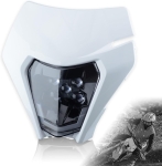 Маска с LED Фар за мотор, мотоциклет Бяла с къси и дълги светлини - Универсален модел за ENDURO / Trail / Streetfighter