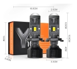 Комплект от 2 броя LED крушки с лупа, Y10 H4, 200%, 60W 6400LM, 6000K, 360° Canbus без грешки – 12V