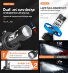 Комплект от 2 броя LED крушки с лупа, Y10 H4, 200%, 60W 6400LM, 6000K, 360° Canbus без грешки – 12V