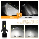 Комплект от 2 броя LED крушки с лупа, Y10 H4, 200%, 60W 6400LM, 6000K, 360° Canbus без грешки – 12V