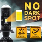 Комплект от 2 броя LED крушки с лупа, Y10 H4, 200%, 60W 6400LM, 6000K, 360° Canbus без грешки – 12V