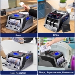 Машина за броене на пари, Проверка на банкноти чрез UV и MG - с собствен цветен LCD и външен LED дисплей, 1000 банкноти/минута, Включен калъф - Сива