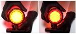 LED габарит маркер тип рогче 12V-24V, оранжево-червено, Неон ефект - за ремаркета, платформи, камиони и др.