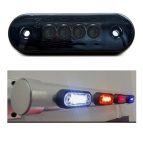 Опушен LED габарит, маркер, токос, Червен, 4 диода, 12V-24V - с извит гръб за монтаж на Ролбар, Булбар