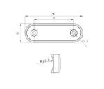 Опушен LED габарит, маркер, токос, Бял, 4 диода, 12V-24V - с извит гръб за монтаж на Ролбар, Булбар