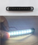 Опушен LED габарит маркер с 9 диода, Бял, 12V-24V - 10 см
