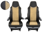 Комплект 1+1 тапицерия от еко кожа за MAN TGX 2015-2020 - бежово-черно