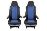 Комплект 1+1 тапицерия от еко кожа за MAN TGX 2015-2020 - синьо-черно