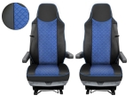 Комплект 1+1 тапицерия от еко кожа за MAN TGX 2015-2020 - синьо-черно