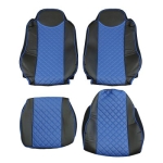 Комплект 1+1 тапицерия от еко кожа за MAN TGX 2015-2020 - синьо-черно