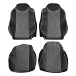 Комплект 1+1 тапицерия от еко кожа за MAN TGX 2015-2020 - сиво-черно