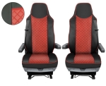 Комплект 1+1 тапицерия от еко кожа за MAN TGX 2015-2020 - червено-черно