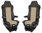 Комплект 1+1 тапицерия от еко кожа за MAN TGX EURO 6 2021+ - бежово-черно