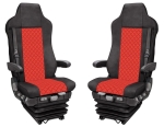 Комплект 1+1 тапицерия от еко кожа за MAN TGX EURO 6 2021+ - червено-черно