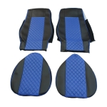 Комплект 1+1 тапицерия от еко кожа за DAF XF 106 2015-2021 - синьо-черно