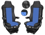 Комплект 1+1 тапицерия от еко кожа за IVECO STRALIS S-WAY 2021 - синьо-черно