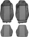 Комплект 1+1 тапицерия от еко кожа за IVECO STRALIS S-WAY 2021 - сиво-черно