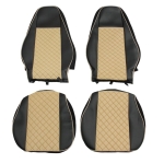 Комплект 1+1 тапицерия от еко кожа за VOLVO FH EURO 6 2016-2020 - бежово-черно