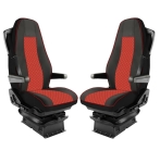 Комплект 1+1 тапицерия от еко кожа за VOLVO FH EURO 6 2016-2020 - червено-черно