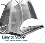 Слънцезащитен сенник за предно стъкло на автомобил, джип, бус, SUV, камион - двустранен 150см х 80см с алуминиево фолио и термоизолационен слой с балончета