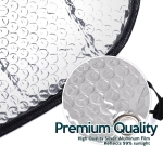 Слънцезащитен сенник за предно стъкло на автомобил, джип, бус, SUV, камион - двустранен 150см х 80см с алуминиево фолио и термоизолационен слой с балончета