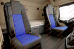 Комплект 1+1 тапицерия от еко кожа за MERCEDES ACTROS MP4 EURO 6 2015-2021 - синьо-черно
