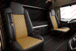 Комплект 1+1 тапицерия от еко кожа за IVECO STRALIS S-WAY 2021 - бежово-черно
