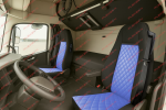 Комплект 1+1 тапицерия от еко кожа за VOLVO FH EURO 6 2016-2020 - синьо-черно