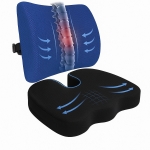 Комплект лумбална възглавница и ортопедична възглавница за сядане, 2 в 1, мемори пяна, подходящи за офис стол или автомобил