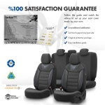 Комплект Луксозна Тапицерия OTOM текстил с еко кожа TORO Design – Черна със син шев, за Предни и Задни Седалки