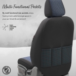 Комплект Луксозна Тапицерия OTOM текстил с еко кожа LINE Design – Черна със син шев, за Предни и Задни Седалки