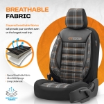 Комплект Луксозна Тапицерия OTOM текстил с еко кожа GTI SPORTS Design – Черна с оранжев шев, за Предни и Задни Седалки