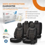 Комплект Луксозна Тапицерия OTOM текстил с еко кожа GTI SPORTS Design – Черна с оранжев шев, за Предни и Задни Седалки