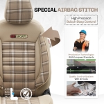 Комплект Луксозна Тапицерия OTOM текстил с еко кожа TORO Design – Бежова с бежов шев, за Предни и Задни Седалки