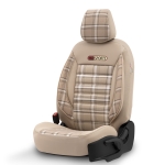 Комплект Луксозна Тапицерия OTOM текстил с еко кожа TORO Design – Бежова с бежов шев, за Предни и Задни Седалки