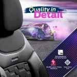 Комплект Луксозна Тапицерия OTOM текстил с еко кожа CARBON Design – Черна със сив шев, за Предни и Задни Седалки