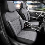 Комплект Луксозна Тапицерия OTOM текстил с еко кожа CARBON Design – Сива със сив шев, за Предни и Задни Седалки