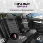 Комплект Луксозна Тапицерия OTOM текстил с еко кожа COMFORT LINE Design – Сиво-Черна със сив шев, за Предни и Задни Седалки