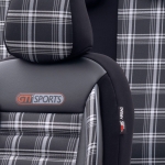 Комплект Луксозна Тапицерия OTOM текстил с еко кожа GTI SPORTS Design – Черна със сив шев, за Предни и Задни Седалки