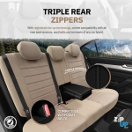 Комплект Луксозна Тапицерия OTOM текстил с еко кожа COMFORT LINE Design – Бежова с бежов шев, за Предни и Задни Седалки