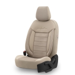 Комплект Луксозна Тапицерия OTOM текстил с еко кожа COMFORT LINE Design – Бежова с бежов шев, за Предни и Задни Седалки